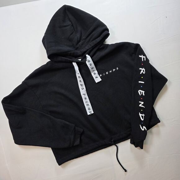 Friends Cropped Womens Sweatshirt Hoodie Size XXL Oversized Black 90s tv - Picture 2 of 7